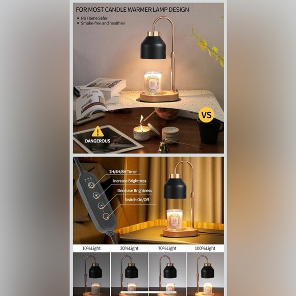 NWT…Black and Gold Candle Warmer Lamp - Picture 3 of 7